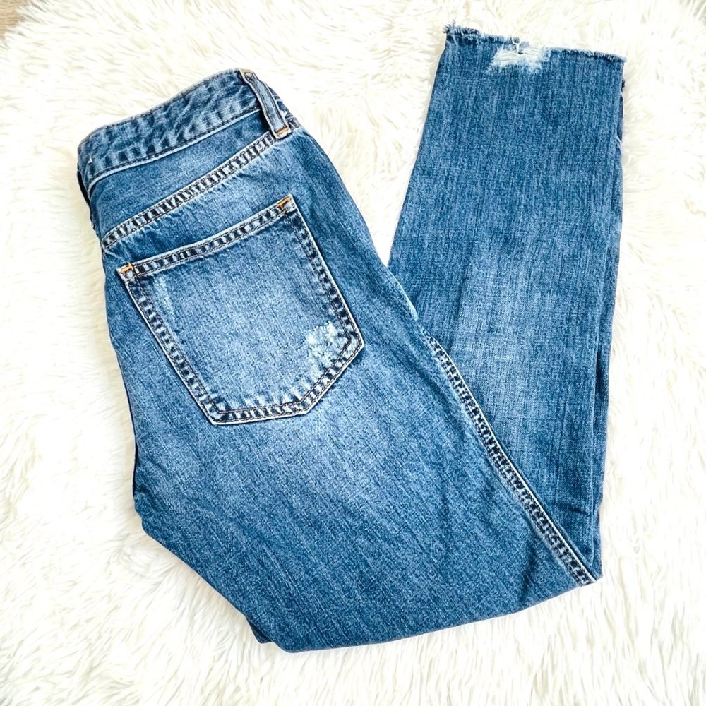 Free People Button Fly Distressed Skinny Blue Jeans Size 24